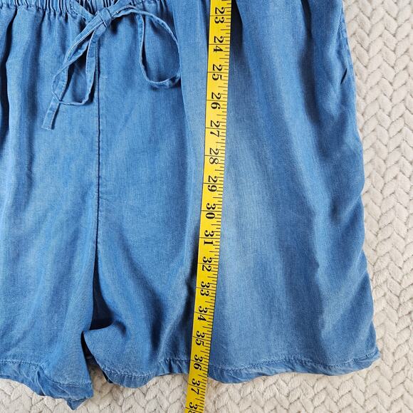 Merona Chambray Romper Womens XL Blue Casual Summer Minimalist Boho Time Capsule - Picture 8 of 9